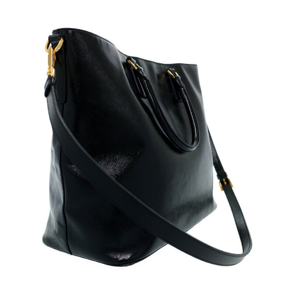 Prada Daino Tote Bag Shoulder Vitello Leather Black - Picture 1 of 9
